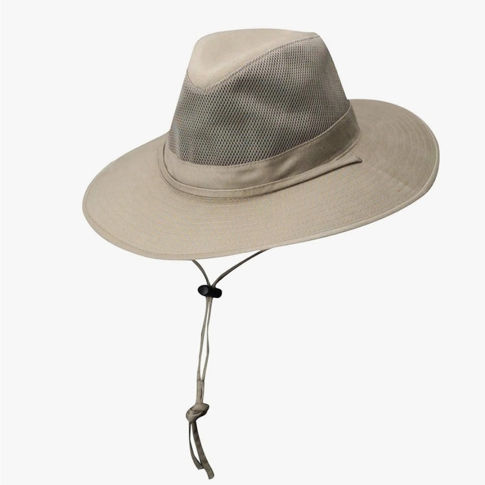 Dorfman Pacific Company Safari Boating Hiking Vented Tan Hat Drawstring Gorpcore